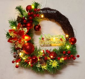 Vòng hoa Noel vòng nguyệt quế treo cửa đón Tết 2023 kích thước 40cm tặng kèm đèn nháy