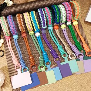 Universal Woven Phone Short Wrist Straps Safety Anti-lost Phone Lanyard Adjustable Colorful Short Rope with Tether Tab