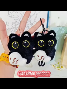 Cute Plush Little Black Cat Doll Pendant Hanging Decoration Cat Child Plush Toy Backpack Keychain