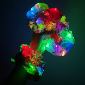 Glow Scrunchie LED Light Scrunchie Light Up Scrunchy Elastic Hairband for Girls Glow in the Dark Party Favors Wholesale