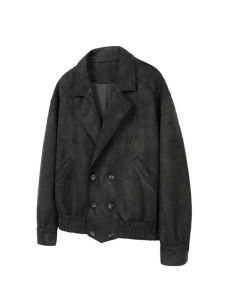 Cleanfit Suede Short Jacket Mens Double Horn Button American Retro Style Winter Outerwear Casual Fashion Youth Pop