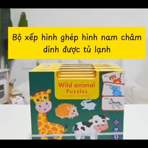 Bộ đồ chơi xếp hình ghép hình nam châm puzzle nhiều chủ đề dạng hộp xách dính được tủ lạnh bảng đen cho bé tư duy thông minh giáo dục sớm Montessori BABE016