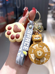 Creative Cartoon Small Animal Game Turntable Keychain Decompression Cure Panda Luminous Turntable Schoolbag Pendant Gift