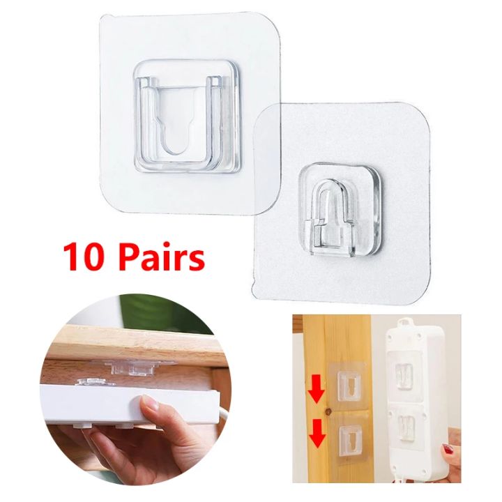 10 Pair Home Plastic Double Side Hooks Waterproof Sticky Hook For ...