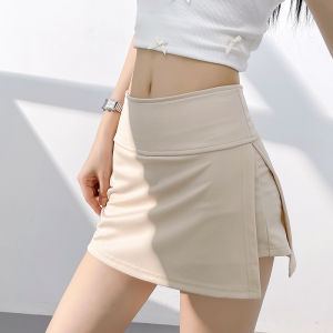 กระโปรงสั้นทรงเอเอวสูง ผ่าข้าง ทรงเข้ารูป สำหรับผู้หญิง ฤดูร้อน 2025 กระโปรงสั้นทรงเอผ่าข้างเอวสูงสีพื้นแบบลำลองสำหรับผู้หญิง