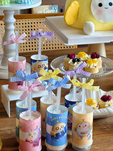 Birthday Party Egg Son Decoration Push Pop Cake Stickers Paper Cups Stand Boy Girl Sweet Table Decorations Festive Supplies