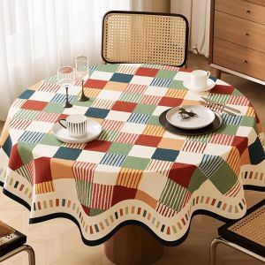 HOUGOUXIANG | Waterproof Oil-Resistant Retro Luxury Round Tablecloth