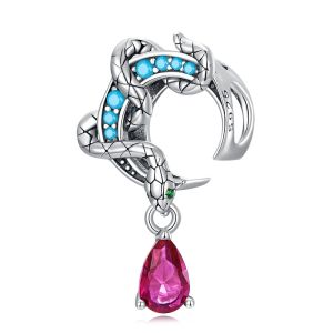 BAMOER จี้ลูกปัดงูทำจากเงินแท้925สำหรับผู้หญิงเครื่องประดับแฟชั่นสร้อยข้อมืออุปกรณ์ DIY SCC2340