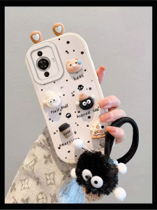 Huawei Nova12 Vitality Edition Phone Case Full Cover Anti-Fall Small Sheepskin with Hand Rope Cute Bear 3D Biscuit Sweat Design
