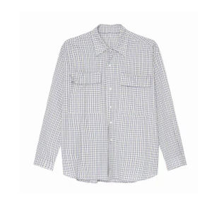 Early Autumn New Arrival Organ Pocket Long Sleeve Shirt Men and Women Japanese Style Retro Loose Casual Couple Gingham Shirt Coat