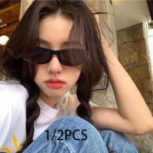 1/2 piece/punk fashion sunglasses new rectangular retro hip-hop style high-end spicy womens sunglasses