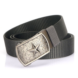 Casual Canvas Woven Nylon Alloy Automatic Buckle Belt Pants Belt Workwear Training Tactical Waist Belt for Men Youth And Middle-aged