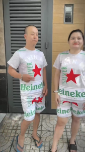 Bộ Thể Thao Nam Nữ HEINEKEN BẠC Mặc Nhà Quần Áo Mềm Nhẹ Co Giãn Thoải Mái ( Size đến 40-100kg)
