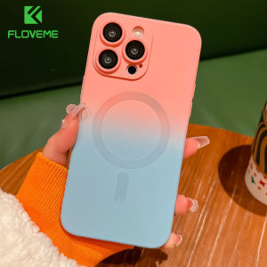 [With Lens Film] FLOVEME Gradient Soft Silicone Phone Case For iPhone 14 13 12 11 Pro Max 14 Plus Wireless Charging Camera Protection Shockproof Back Cover For iphone 14 13 12 11