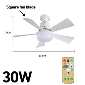 30/40W Ceiling Fans Light Dimmable LED Lamp with Remote Control E27 Silence Removable Fan Blade for Bedroom Bathroom Kitchen