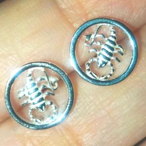 Stud zodiac sign scorpion 925 silver earrings