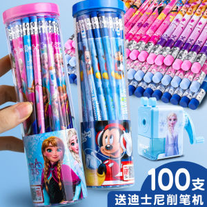 Kids HB Cartoon Pencil Only for Pupils Year 21 Grade Lead-Free Non-Toxic Kindergarten with Eraser Head Snowyprincess Frozen Beginner Student Studying Stationery Supplies
