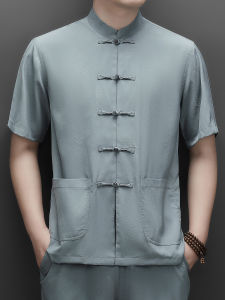 J&FO | Chinese Style Light And Breathable Collar Short Sleeve Set