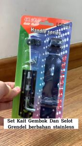 Set Overpal Selot Gembok Stainless Steel Lock Latch 2 In 1 Kait Cantelan Grendel Pengunci Pengaman Pintu Rumah Loker Lemari Safety Lock Anti Karat Serbaguna - FR Gallery