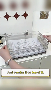 Transparent Document Storage Box Clear Plastic Stackable Storage Box with Lid File Box Desk Paper Holder Project Case A4 Scrapbook Paper Storage Box