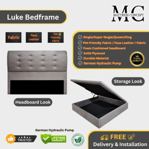 Mattress Concept Luke Storage Bedframe Pet Friendly Fabric/FauxLeather/Fabric All Size Available