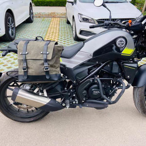 Motorcycle Luggage Bag Waterproof Bike Saddle Bag Vintage Retro Rear Bag for Motorbike Waxed Canvas Rider Side Bag Men
