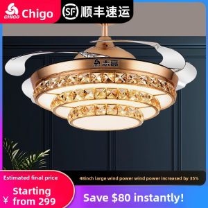 Chigo | Modern Elegant Crystal Hidden Fan Chandelier
