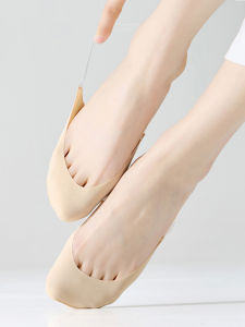 5 Pairs Invisible Boat Socks Women Summer Breathable Non-Slip Socks for High Heels Shoes Ice Silk Thin Half-Palm Suspender