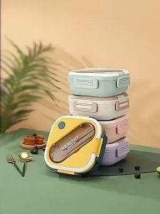 Kotak Makan Siang Bento Korea Kompartemen - Premium Silicone Lunch Box - Kotak Salad Buah FREE Sendok dan Sumpit