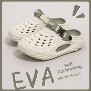 Mens Water-Resistant Thick-Heeled EVA Slip-On Sandals for Driving And Fishing Summer Outdoor Wear Anti-Odor Anti-Slip