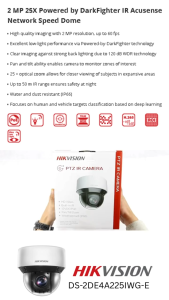 Hikvision DS-2DE4A225IWG-E 2 MP 25X Powered by DarkFighter IR Camera