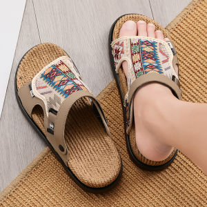 Mens Summer Sandals 2025 New Style Outdoor Wear Anti-Slip Dual Use Driving Slippers Ethnic Trend Casual Beach Sports Shoes
