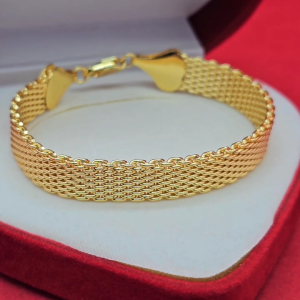 สร้อยข้อมือทอง ลายตาข่าย ความยาว 7.5 นิ้ว ตามแบบ เสริมบารมี ใส่ออกงานได้ ชุบทองติดทน สวยเป๊ะไม่โป๊ะ