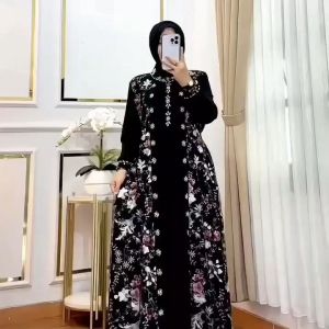 Dress terbaru 2024 / Kanaya Dress Matt Ceruty Mix Tille Garden / Dress Kondangan / Gamis Brukat-COD