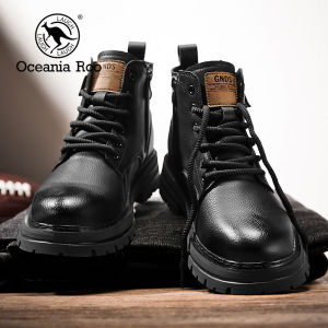 Genuine Leather Martin Boots Mens 2025 New Autumn Winter Retro High Top Mens Shoes Fleece Lined Snow Cotton Shoes Large Yellow Workwear Short Boots