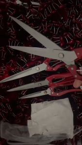 Gunting Cukur Manual Bulu Hewan Domba Kambing Bulu Domba Kambing Anjing Premium - Baja Tahan Karat, Warna Merah - Panjang Total 30.5cm (12 Inci) (Pengiriman Cepat)
