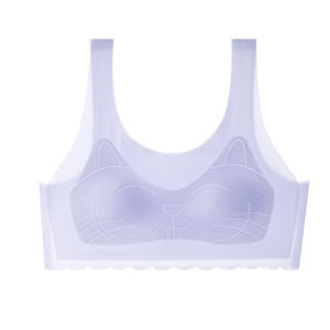miiow | Cat Girl Teenage Sports Bra Fixed Cup Thin Breathable Vest Underwear For Developing Students Summer Season Seamless Nylon Fabric