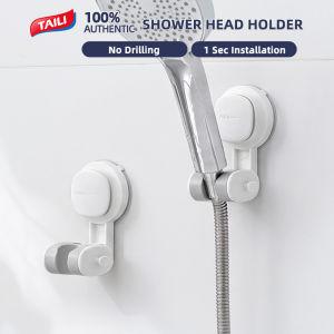 TAILI Shower Head Holder with Hooks Suction Cup Visible Safety 160° Adjustable Handheld Showerhead Wall Mount Easy Install Waterproof Bracket for Bathroom Kids & Pets Universal Fit