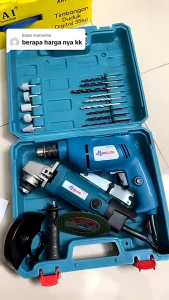 MIKAYO Mesin Gerinda Tangan dan 10mm Mesin Bor Listrik Set Gerinda dan Bor Paket Bor Gerinda Fullset