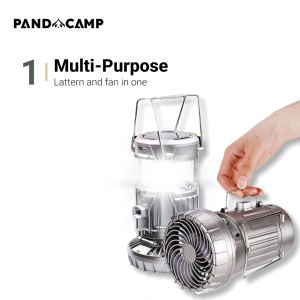 LED Lantern Fan Solar Rechargeable 2-in-1 Light Outdoor Lamp Foldable Kipas Lampu Camping Hiking