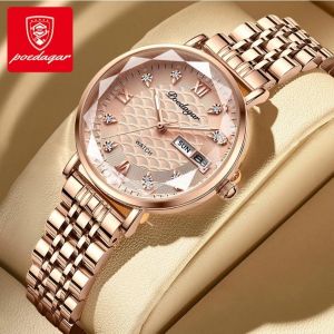 POEDAGAR Genuine Ladies Watch Stainless Steel Strap Luminous Calendar Waterproof 3011