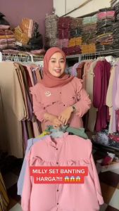 RATI - MILLY SET Setelan Crinkle Wanita Terlaris Bisa COD Kekinian Kancing Aktif Muat Sampe BB 75 by Fashion Hijab Solo