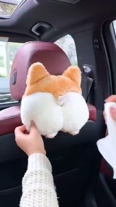 1Pc Cute Corgi Car Tissue Box Soft Cartoon Paper Napkin Case Cute Animals Car Paper Boxes Lovely Napkin Holder for Car Seat