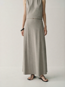 INSIS FEMME | Simplicity Artsy Style Hemp Cotton A-line Knit Maxi Skirt