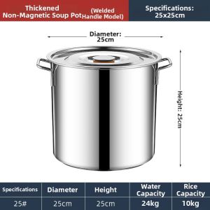 LIANMEI | Food-Grade 304 Stainless Steel Large Capacity Stew Pot with Composite Base