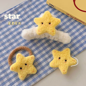 Cute Japanese Style Alloy Hair Clip Star Dangle with Gold Plated Silver Fufu Hair Accessories for Girls Suitable for Autumn and Winter