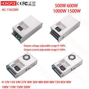 SMPS 500W 600W 1000W 1500W Digital Display Adjustable Power Supply Output Voltage 0-100% Output Current 0%-100% AC-DC 12V 24V 36