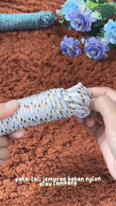( Free Bubblewrap ) TALI JEMURAN 10 METER NYLON TALI IKAT BARANG SERBAGUNA TALI TAMPAR NYLON ROPE MURAH - Gantungan Baju Pakaian Handuk