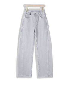 XIANGHOUMINCHU | Smoke Gray Wide Leg Curved Blade Jeans