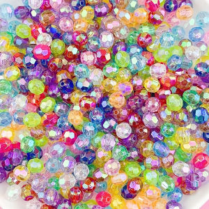 6mm 200pcs Mixed Color Shiny Faceted Oval Spacer Beads Loose Acrylic Beads For Jewelry Making Bracelet Necklace Earring
